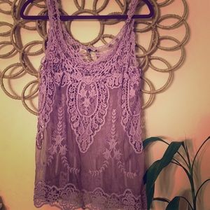 Lace tank top purple